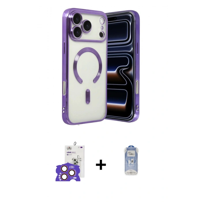 MARSİLYAN™- iPhone 17 Pro Max Kılıf Nova Işık Özel Seri - Siyah Joko Magic 5D Cam + Bilvis Titan Kamera Lens - TU