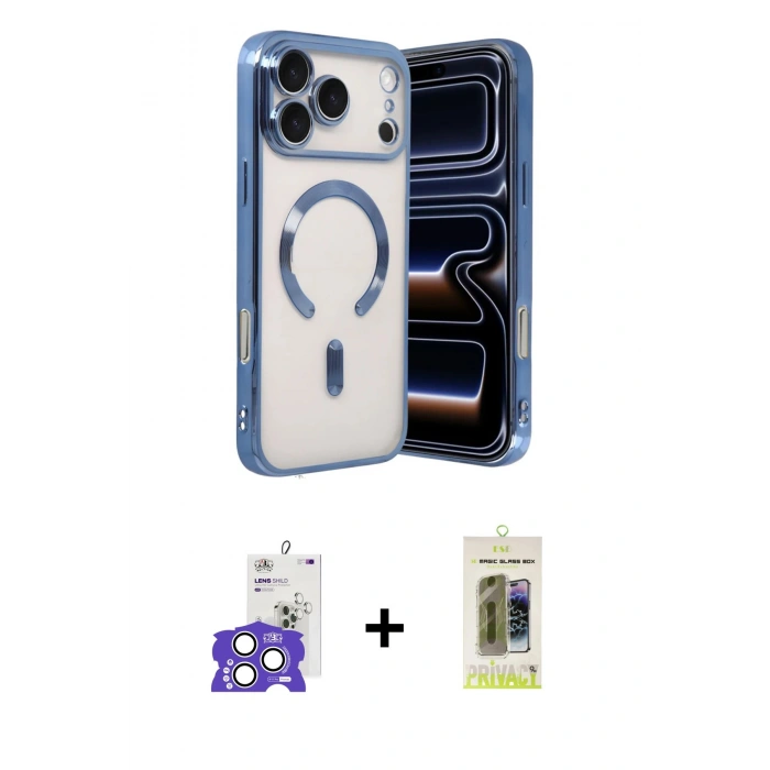 MARSİLYAN™- iPhone 17 Pro Max Kılıf Nova Işık Özel Seri - Siyah Joko Magic 5D Hayalet Cam + Bilvis Titan Kamera Lens - GS
