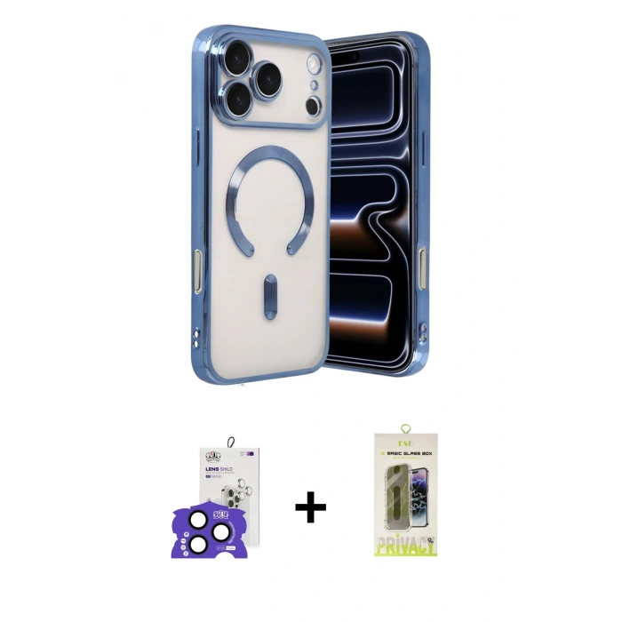 MARSİLYAN™- iPhone 17 Pro Max Kılıf Nova Işık Özel Seri - Siyah Joko Magic 5D Hayalet Cam + Bilvis Titan Kamera Lens - LT