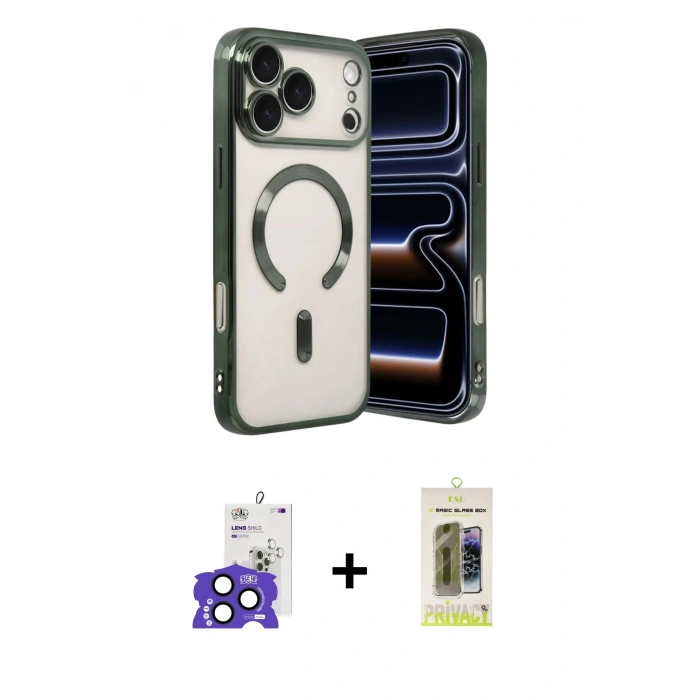 MARSİLYAN™- iPhone 17 Pro Max Kılıf Nova Işık Özel Seri - Siyah Joko Magic 5D Hayalet Cam + Bilvis Titan Kamera Lens - LT