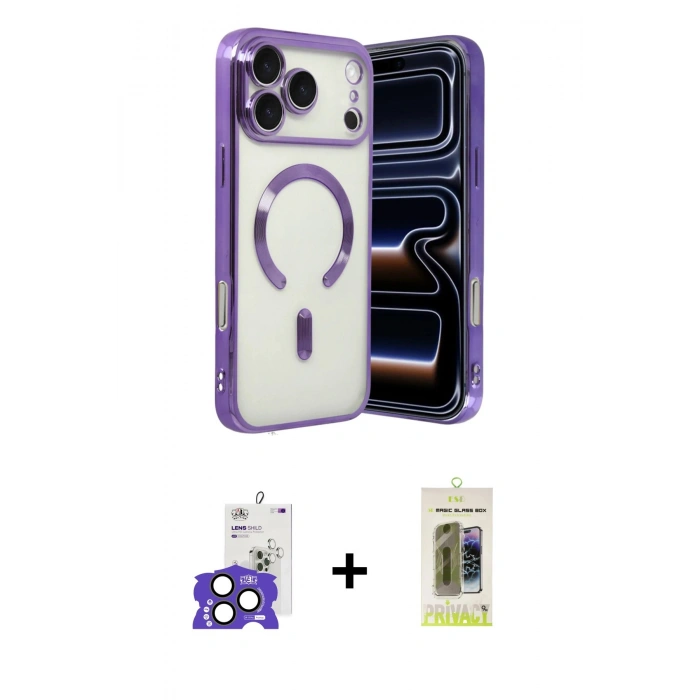 MARSİLYAN™- iPhone 17 Pro Max Kılıf Nova Işık Özel Seri - Siyah Joko Magic 5D Hayalet Cam + Bilvis Titan Kamera Lens - NLGY