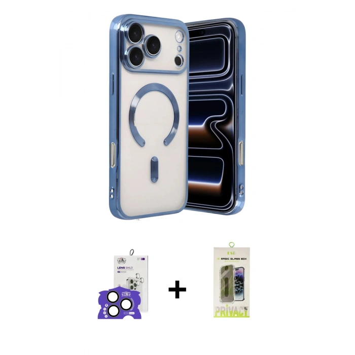 MARSİLYAN™- iPhone 17 Pro Max Kılıf Nova Işık Özel Seri - Siyah Joko Magic 5D Hayalet Cam + Bilvis Titan Kamera Lens - NLGY