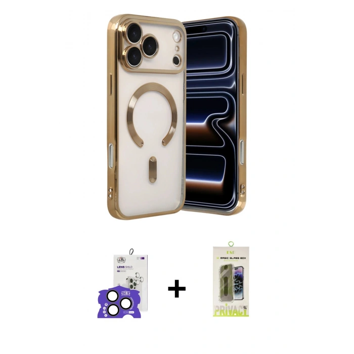MARSİLYAN™- iPhone 17 Pro Max Kılıf Nova Işık Özel Seri - Siyah Joko Magic 5D Hayalet Cam + Bilvis Titan Kamera Lens - NLGY