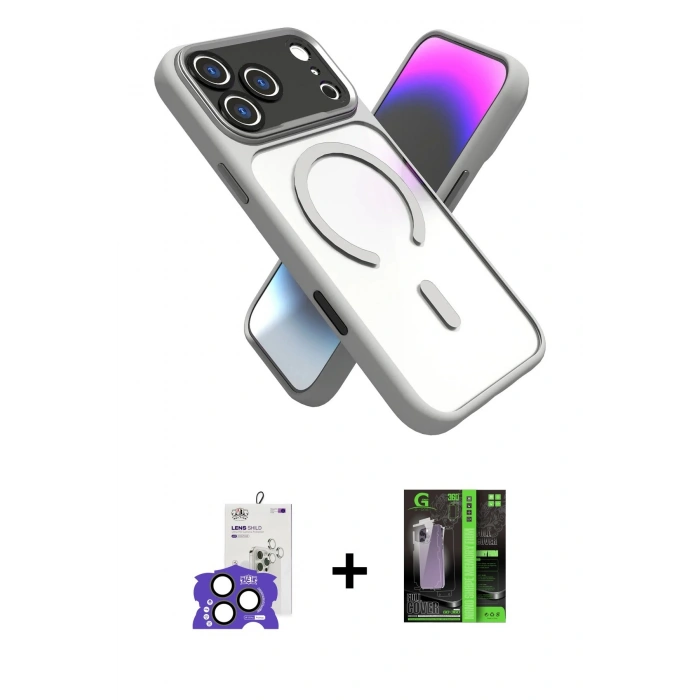 MARSİLYAN™- iPhone 17 Pro Max Kılıf Nova Yansıma Serisi - Şeffaf 360 Full Body Arka Koruyucu + Bilvis Titan Kamera Lens - NLGY