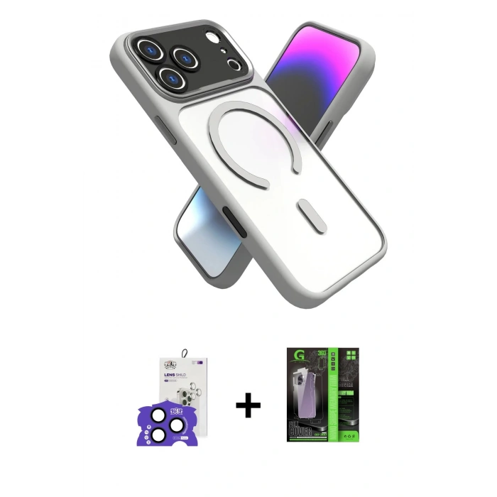 MARSİLYAN™- iPhone 17 Pro Max Kılıf Nova Yansıma Serisi - Şeffaf 360 Full Body Arka Koruyucu + Bilvis Titan Kamera Lens - LT