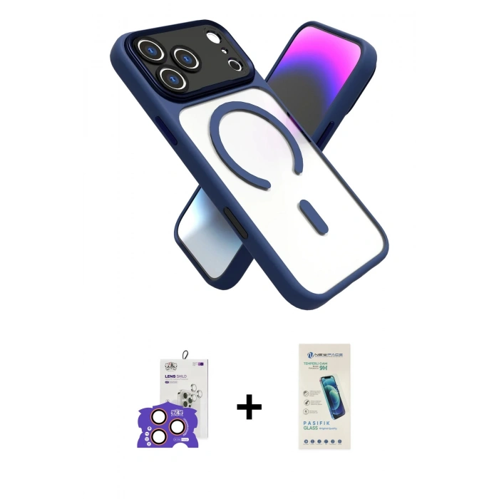 MARSİLYAN™- iPhone 17 Pro Max Kılıf Nova Yansıma Serisi - Şeffaf Pasifik Cam Ekran Koruyucu + Turuncu Bilvis Titan Kamera Lens