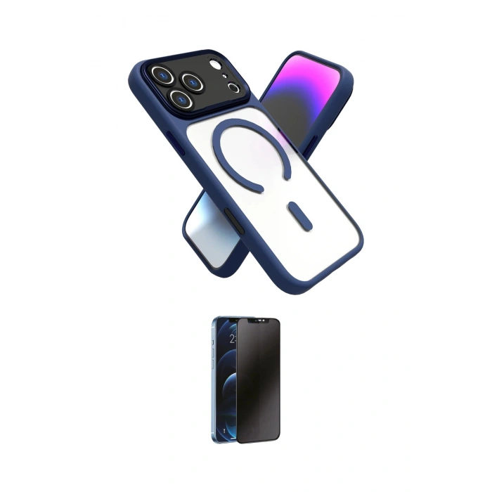 MARSİLYAN™- iPhone 17 Pro Max Kılıf Nova Yansıma Serisi - Siyah 3D Antistatik Hayalet Cam Ekran Koruyucu