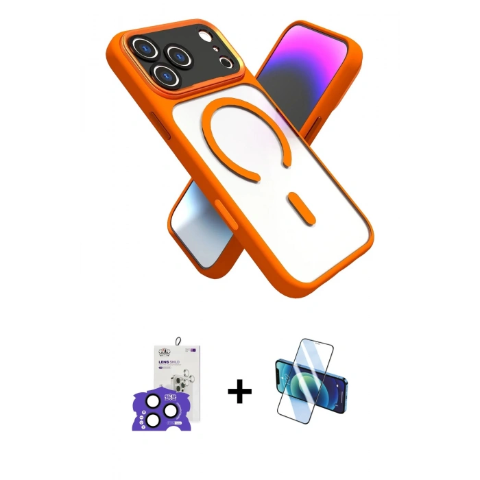 MARSİLYAN™- iPhone 17 Pro Max Kılıf Nova Yansıma Serisi - Siyah 3D Antistatik Seramik Nano Ekran Koruyucu + Bilvis Titan Kamera Lens - LT