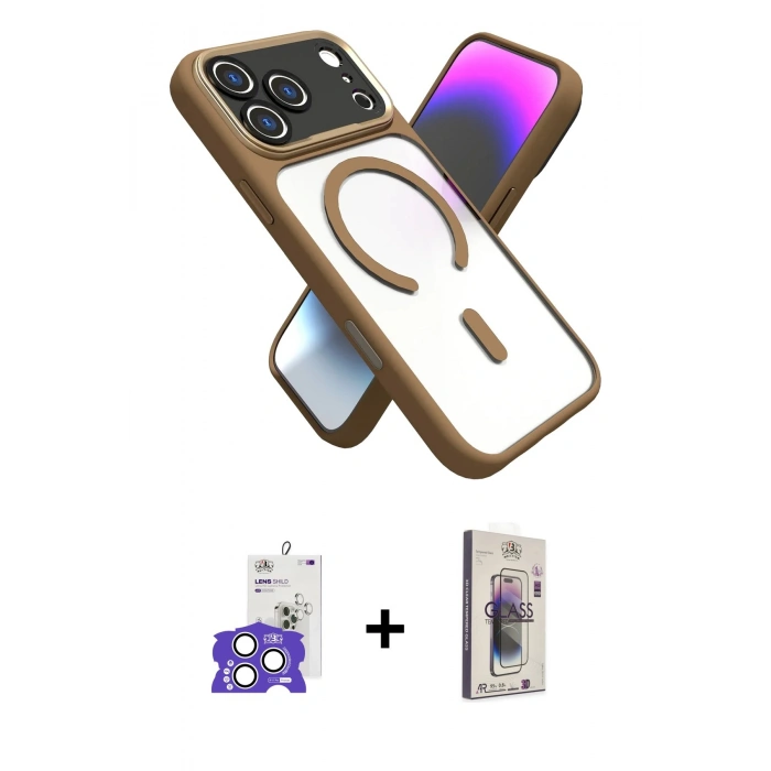 MARSİLYAN™- iPhone 17 Pro Max Kılıf Nova Yansıma Serisi - Siyah Bilvis 3D Cam Ekran Koruyucu + Bilvis Titan Kamera Lens - GS