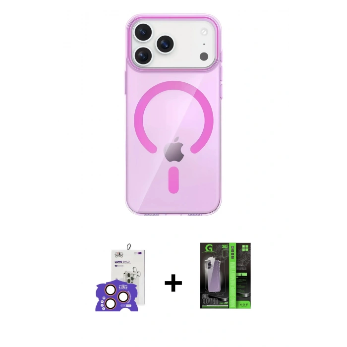MARSİLYAN™- iPhone 17 Pro Max Kılıf Pusula Form Özel Seri - Şeffaf 360 Full Body Arka Koruyucu + Bilvis Titan Kamera Lens - TU