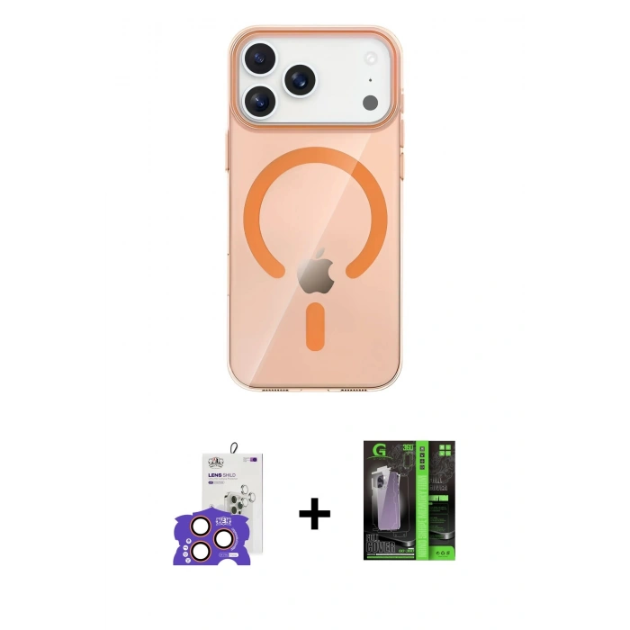 MARSİLYAN™- iPhone 17 Pro Max Kılıf Pusula Form Özel Seri - Şeffaf 360 Full Body Arka Koruyucu + Bilvis Titan Kamera Lens - TU