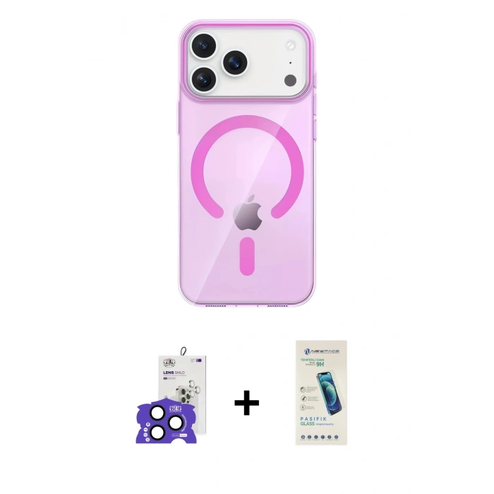 MARSİLYAN™- iPhone 17 Pro Max Kılıf Pusula Form Özel Seri - Şeffaf Pasifik Cam Ekran Koruyucu + Bilvis Titan Kamera Lens - LT