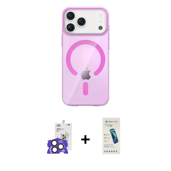 MARSİLYAN™- iPhone 17 Pro Max Kılıf Pusula Form Özel Seri - Şeffaf Pasifik Cam Ekran Koruyucu + Bilvis Titan Kamera Lens - NLGY