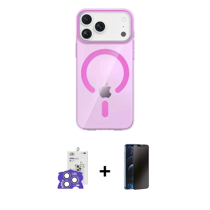 MARSİLYAN™- iPhone 17 Pro Max Kılıf Pusula Form Özel Seri - Siyah 3D Antistatik Hayalet Cam Ekran Koruyucu + Bilvis Titan Kamera Lens - GS