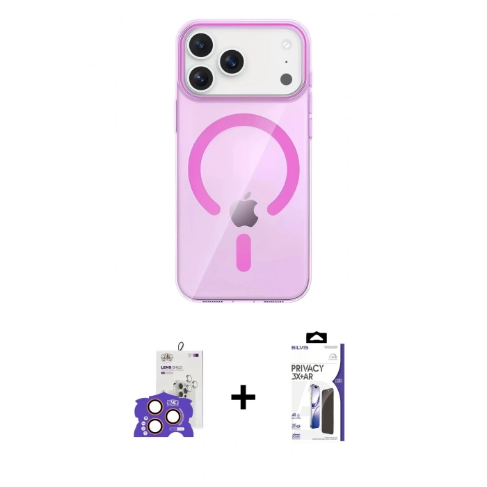 MARSİLYAN™- iPhone 17 Pro Max Kılıf Pusula Form Özel Seri - Siyah Bilvis 3X AR Hayalet Cam Ekran Koruyucu + Bilvis Titan Kamera Lens - TU