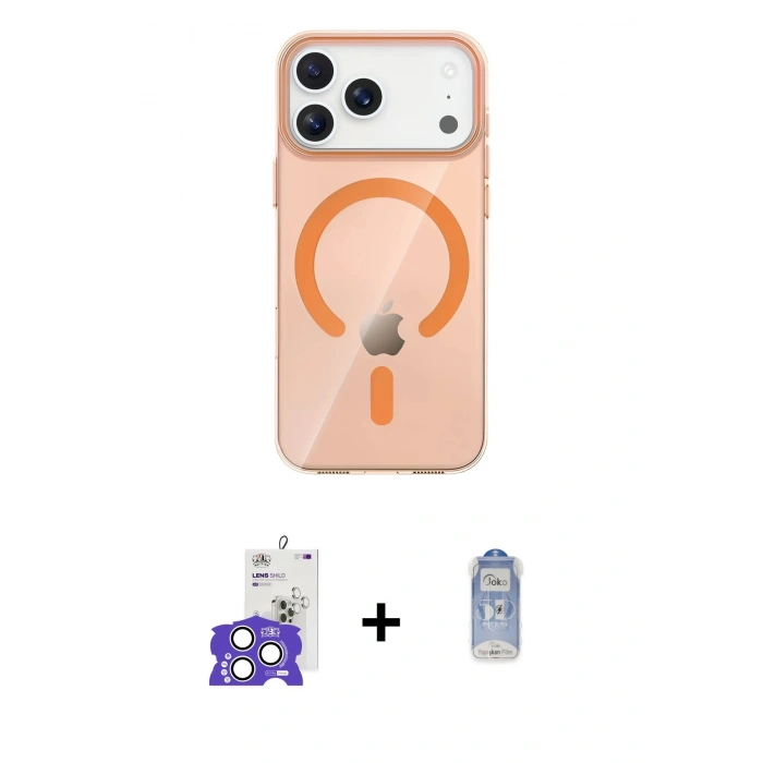 MARSİLYAN™- iPhone 17 Pro Max Kılıf Pusula Form Özel Seri - Siyah Joko Magic 5D Cam + Gümüş Bilvis Titan Kamera Lens