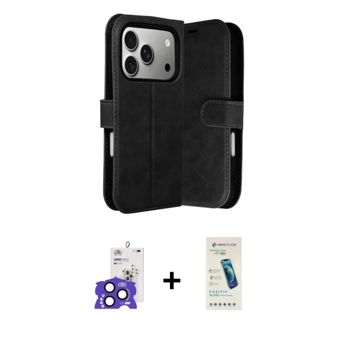 MARSİLYAN™- iPhone 17 Pro Max Kılıf Siluet Işık Serisi - Şeffaf Pasifik Cam Ekran Koruyucu + Lacivert Bilvis Titan Kamera Lens