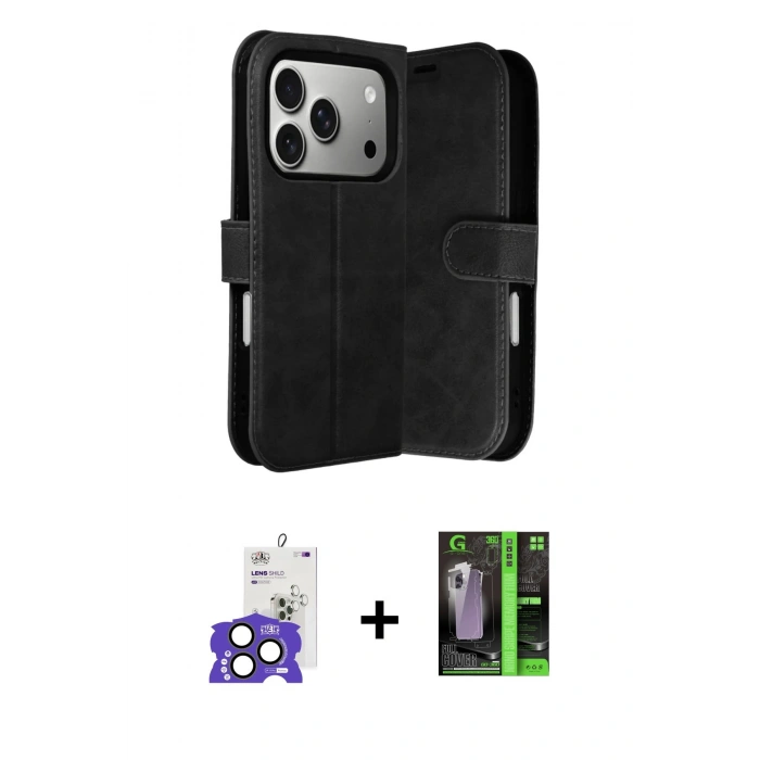 MARSİLYAN™- iPhone 17 Pro Max Kılıf Siluet Işık Serisi - Siyah 360 Mat Full Body Arka Koruyucu + Bilvis Titan Kamera Lens - NLGY