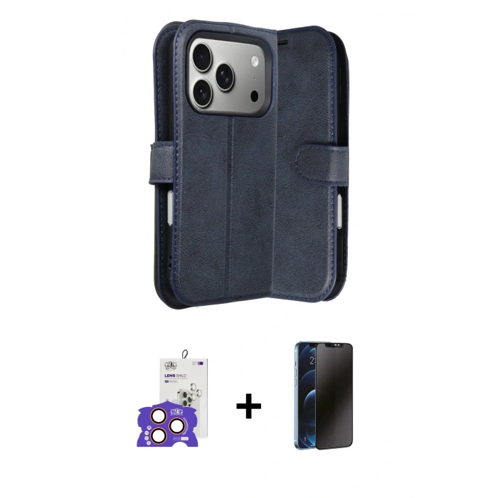MARSİLYAN™- iPhone 17 Pro Max Kılıf Siluet Işık Serisi - Siyah 3D Antistatik Hayalet Cam Ekran Koruyucu + Bilvis Titan Kamera Lens - TU