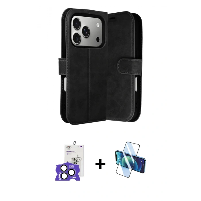 MARSİLYAN™- iPhone 17 Pro Max Kılıf Siluet Işık Serisi - Siyah 3D Antistatik Seramik Nano Ekran Koruyucu + Bilvis Titan Kamera Lens - NLGY