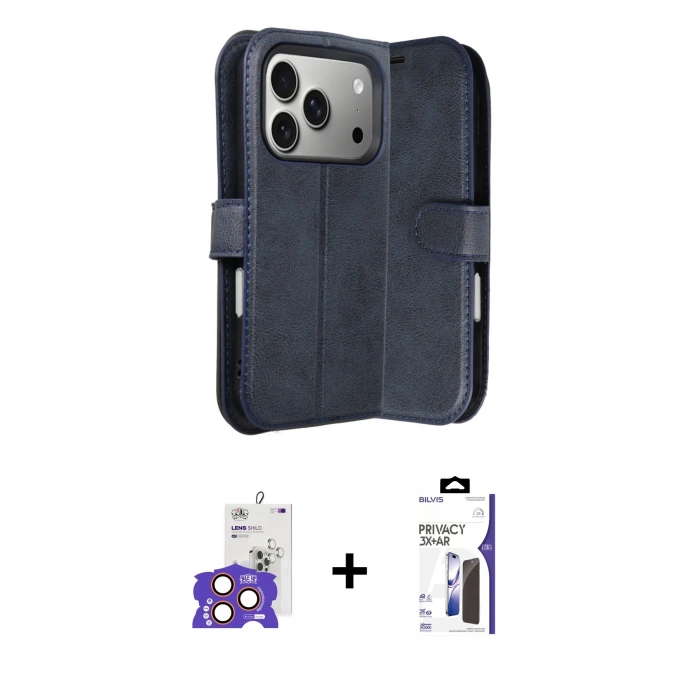 MARSİLYAN™- iPhone 17 Pro Max Kılıf Siluet Işık Serisi - Siyah Bilvis 3X AR Hayalet Cam Ekran Koruyucu + Bilvis Titan Kamera Lens - TU