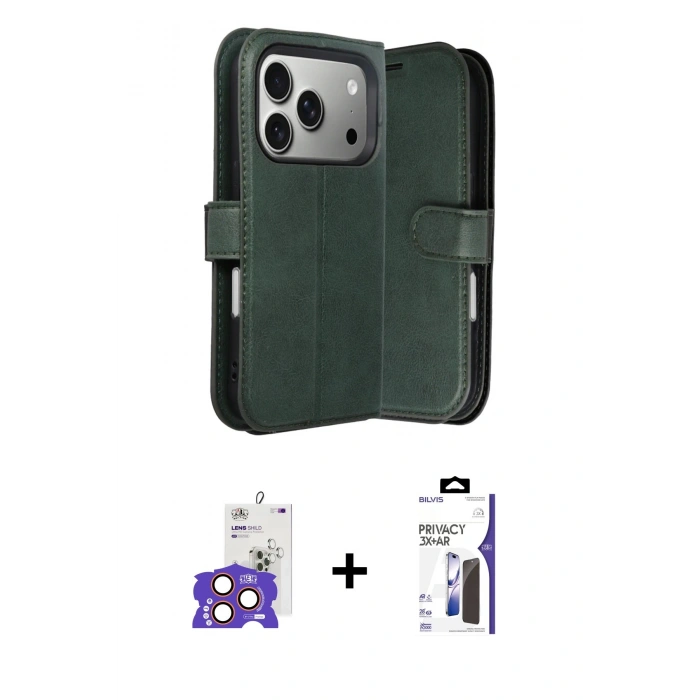 MARSİLYAN™- iPhone 17 Pro Max Kılıf Siluet Işık Serisi - Siyah Bilvis 3X AR Hayalet Cam Ekran Koruyucu + Bilvis Titan Kamera Lens - TU