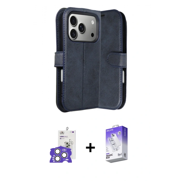 MARSİLYAN™- iPhone 17 Pro Max Kılıf Siluet Işık Serisi - Siyah Bilvis 5in1 3D Magic Cam Ekran Koruyucu + Bilvis Titan Kamera Lens - GS