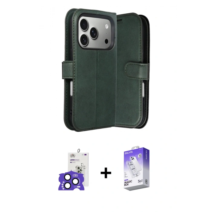 MARSİLYAN™- iPhone 17 Pro Max Kılıf Siluet Işık Serisi - Siyah Bilvis 5in1 3D Magic Cam Ekran Koruyucu + Bilvis Titan Kamera Lens - LT
