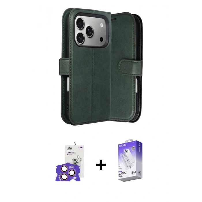 MARSİLYAN™- iPhone 17 Pro Max Kılıf Siluet Işık Serisi - Siyah Bilvis 5in1 3D Magic Cam Ekran Koruyucu + Bilvis Titan Kamera Lens - TU
