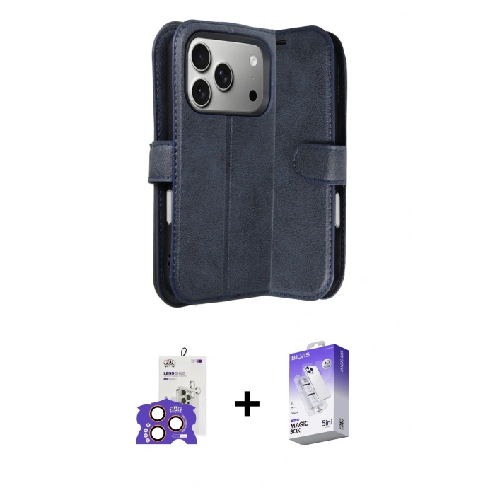 MARSİLYAN™- iPhone 17 Pro Max Kılıf Siluet Işık Serisi - Siyah Bilvis 5in1 3D Magic Cam Ekran Koruyucu + Bilvis Titan Kamera Lens - TU