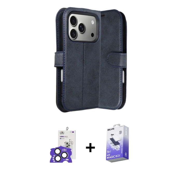 MARSİLYAN™- iPhone 17 Pro Max Kılıf Siluet Işık Serisi - Siyah Bilvis 5in1 5D Magic Hayalet Cam Ekran Koruyucu + Bilvis Titan Kamera Lens - NLGY