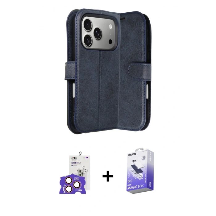 MARSİLYAN™- iPhone 17 Pro Max Kılıf Siluet Işık Serisi - Siyah Bilvis 5in1 5D Magic Hayalet Cam Ekran Koruyucu + Bilvis Titan Kamera Lens - TU