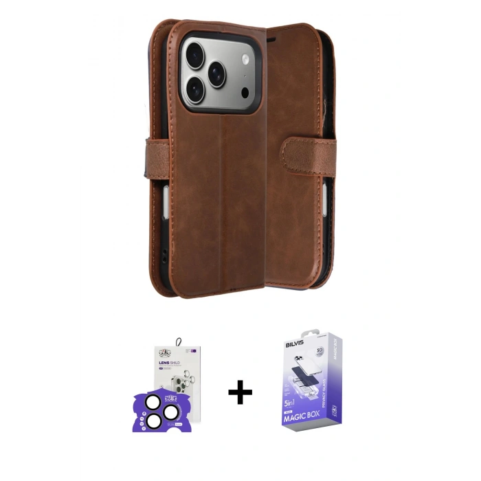 MARSİLYAN™- iPhone 17 Pro Max Kılıf Siluet Işık Serisi - Siyah Bilvis 5in1 5D Magic Hayalet Cam Ekran Koruyucu + Bilvis Titan Kamera Lens - NLGY