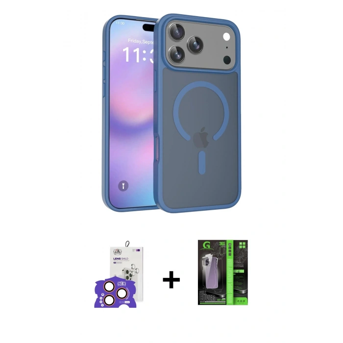 MARSİLYAN™- iPhone 17 Pro Max Kılıf Siluet Minimal Prime - Şeffaf 360 Full Body Arka Koruyucu + Bilvis Titan Kamera Lens - TU