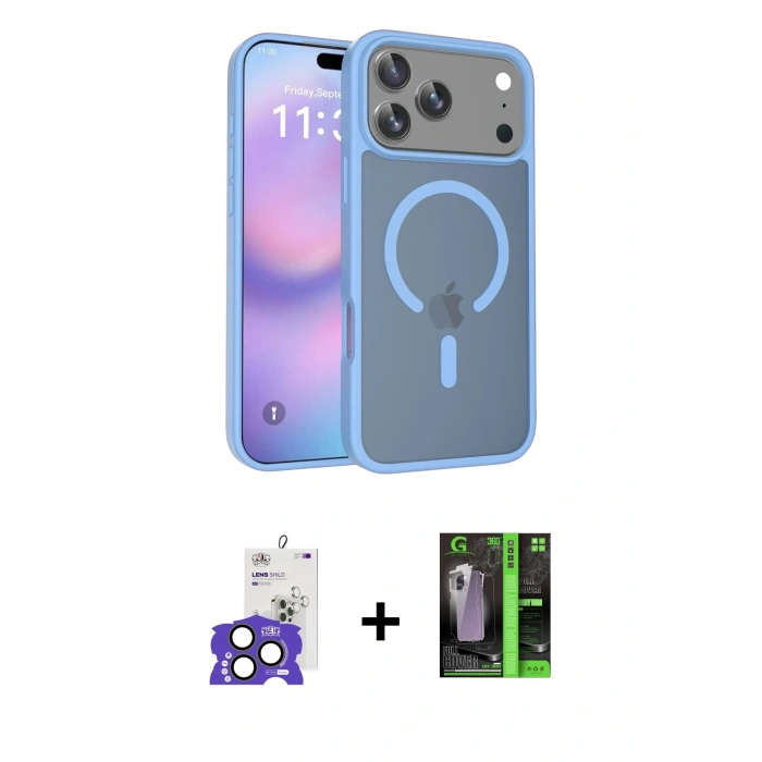 MARSİLYAN™- iPhone 17 Pro Max Kılıf Siluet Minimal Prime - Şeffaf 360 Full Body Arka Koruyucu + Bilvis Titan Kamera Lens - NLGY