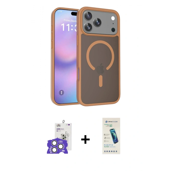MARSİLYAN™- iPhone 17 Pro Max Kılıf Siluet Minimal Prime - Şeffaf Pasifik Cam Ekran Koruyucu + Bilvis Titan Kamera Lens - GS