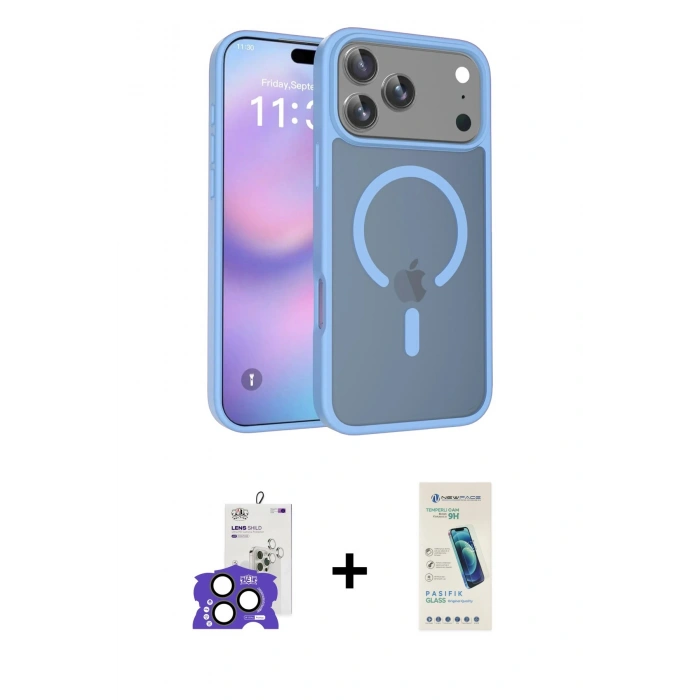 MARSİLYAN™- iPhone 17 Pro Max Kılıf Siluet Minimal Prime - Şeffaf Pasifik Cam Ekran Koruyucu + Bilvis Titan Kamera Lens - NLGY