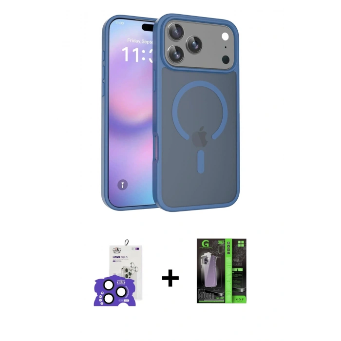 MARSİLYAN™- iPhone 17 Pro Max Kılıf Siluet Minimal Prime - Siyah 360 Mat Full Body Arka Koruyucu + Bilvis Titan Kamera Lens - LT