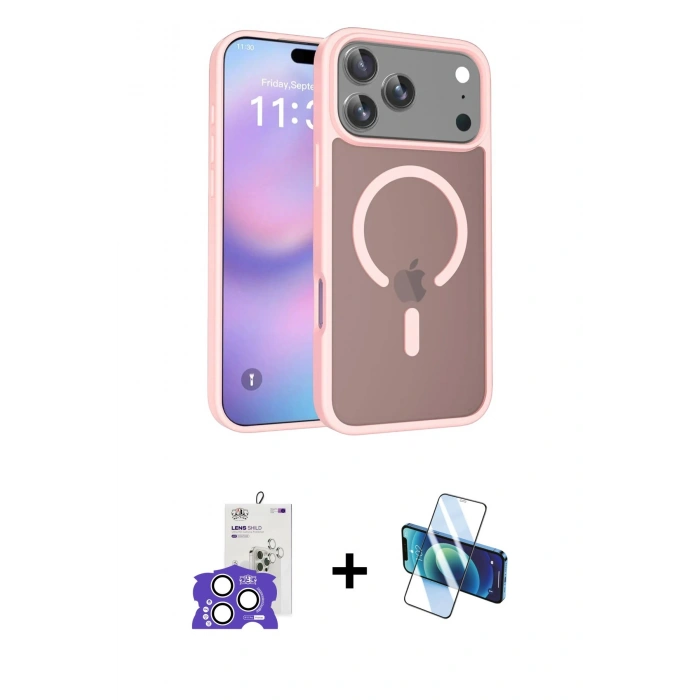 MARSİLYAN™- iPhone 17 Pro Max Kılıf Siluet Minimal Prime - Siyah 3D Antistatik Cam Ekran Koruyucu + Bilvis Titan Kamera Lens - GS
