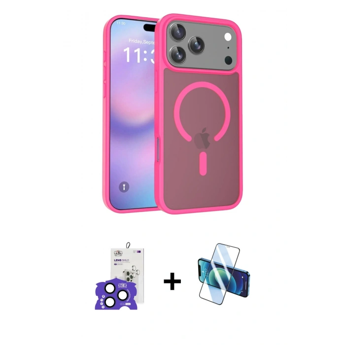 MARSİLYAN™- iPhone 17 Pro Max Kılıf Siluet Minimal Prime - Siyah 3D Antistatik Cam Ekran Koruyucu + Bilvis Titan Kamera Lens - LT