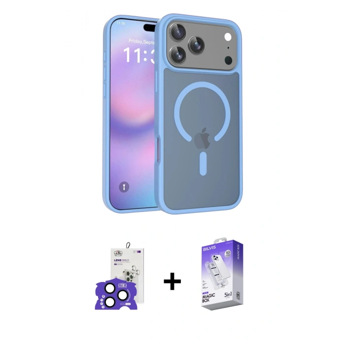 MARSİLYAN™- iPhone 17 Pro Max Kılıf Siluet Minimal Prime - Siyah Bilvis 5in1 3D Magic Cam Ekran Koruyucu + Bilvis Titan Kamera Lens - LT