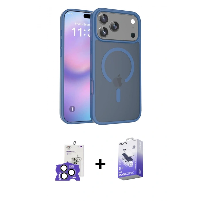 MARSİLYAN™- iPhone 17 Pro Max Kılıf Siluet Minimal Prime - Siyah Bilvis 5in1 5D Magic Hayalet Cam Ekran Koruyucu + Bilvis Titan Kamera Lens - NLGY