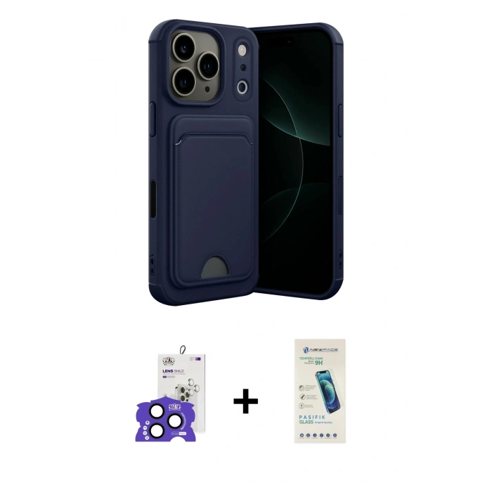 MARSİLYAN™- iPhone 17 Pro Max Kılıf Vadi Çizgi Prime - Şeffaf Pasifik Cam Ekran Koruyucu + Bilvis Titan Kamera Lens - LT