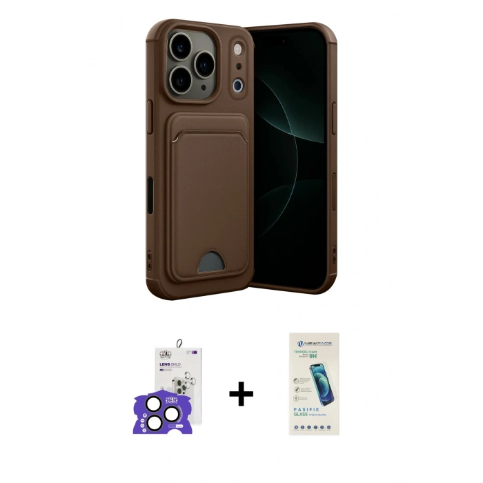 MARSİLYAN™- iPhone 17 Pro Max Kılıf Vadi Çizgi Prime - Şeffaf Pasifik Cam Ekran Koruyucu + Bilvis Titan Kamera Lens - NLGY