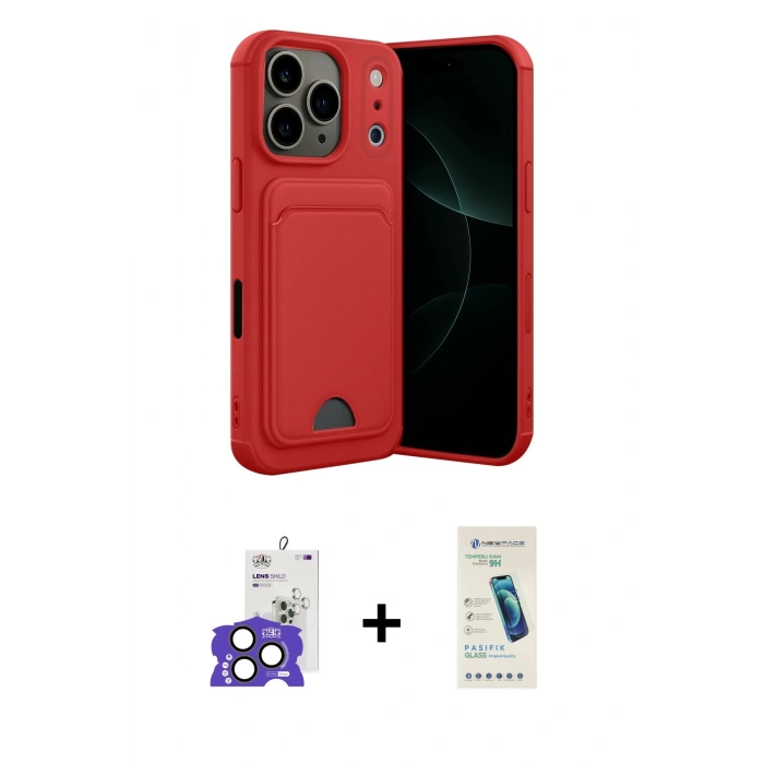 MARSİLYAN™- iPhone 17 Pro Max Kılıf Vadi Çizgi Prime - Şeffaf Pasifik Cam Ekran Koruyucu + Bilvis Titan Kamera Lens - NLGY