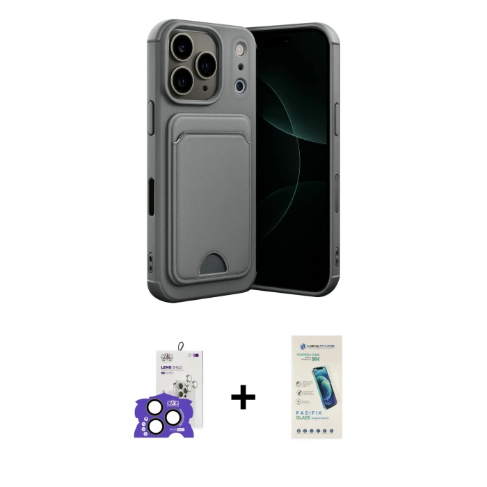 MARSİLYAN™- iPhone 17 Pro Max Kılıf Vadi Çizgi Prime - Şeffaf Pasifik Cam Ekran Koruyucu + Bilvis Titan Kamera Lens - NLGY