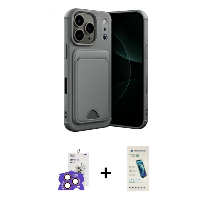 MARSİLYAN™- iPhone 17 Pro Max Kılıf Vadi Çizgi Prime - Şeffaf Pasifik Cam Ekran Koruyucu + Bilvis Titan Kamera Lens - TU