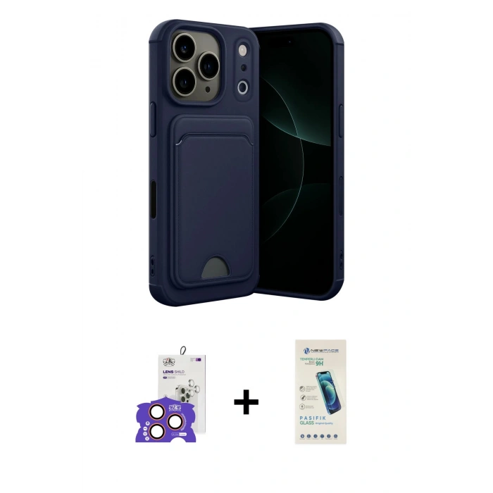 MARSİLYAN™- iPhone 17 Pro Max Kılıf Vadi Çizgi Prime - Şeffaf Pasifik Cam Ekran Koruyucu + Bilvis Titan Kamera Lens - TU