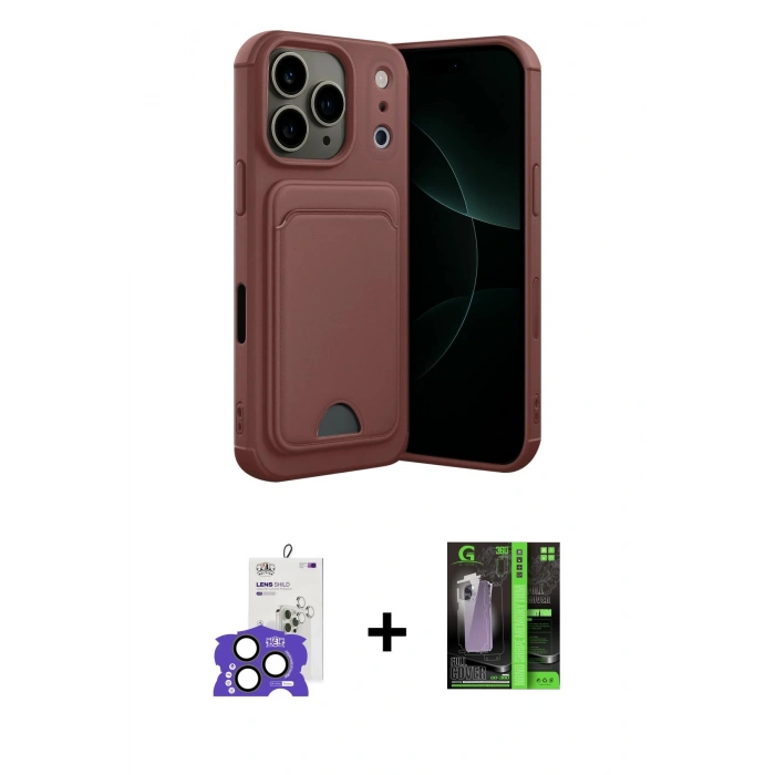 MARSİLYAN™- iPhone 17 Pro Max Kılıf Vadi Çizgi Prime - Siyah 360 Mat Full Body Arka Koruyucu + Natural Grey Bilvis Titan Kamera Lens