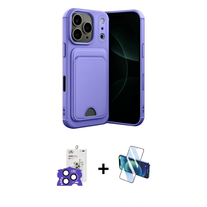 MARSİLYAN™- iPhone 17 Pro Max Kılıf Vadi Çizgi Prime - Siyah 3D Antistatik Cam Ekran Koruyucu + Bilvis Titan Kamera Lens - LT